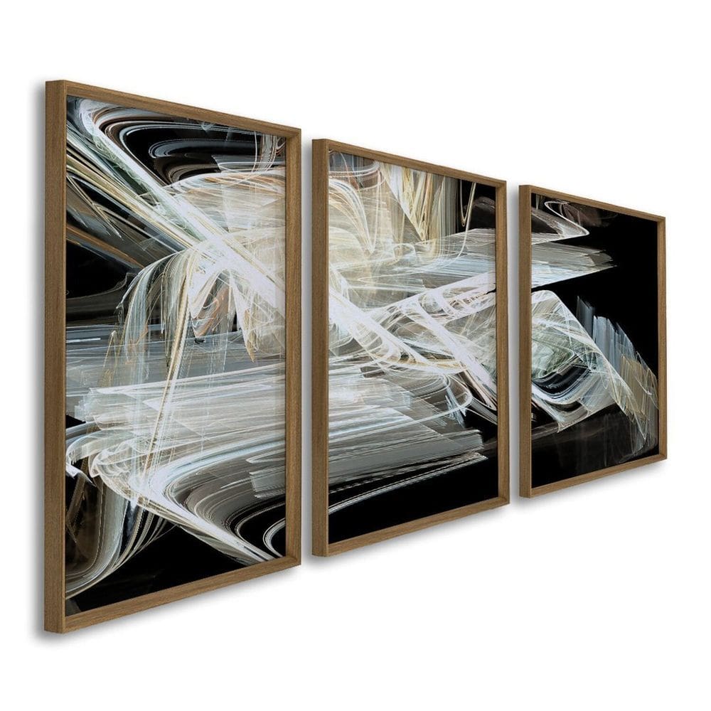 Quadro Decorativo Modelo Luzes em Movimento 3 Telas 60x90 para Quarto Banheiro Escritório