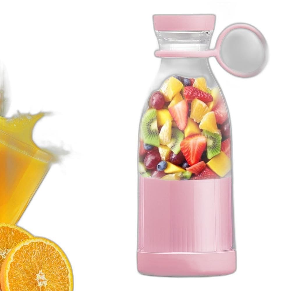 Mini Liquidificador 380Ml Usb Rosa Portátil Com 6 Lâminas