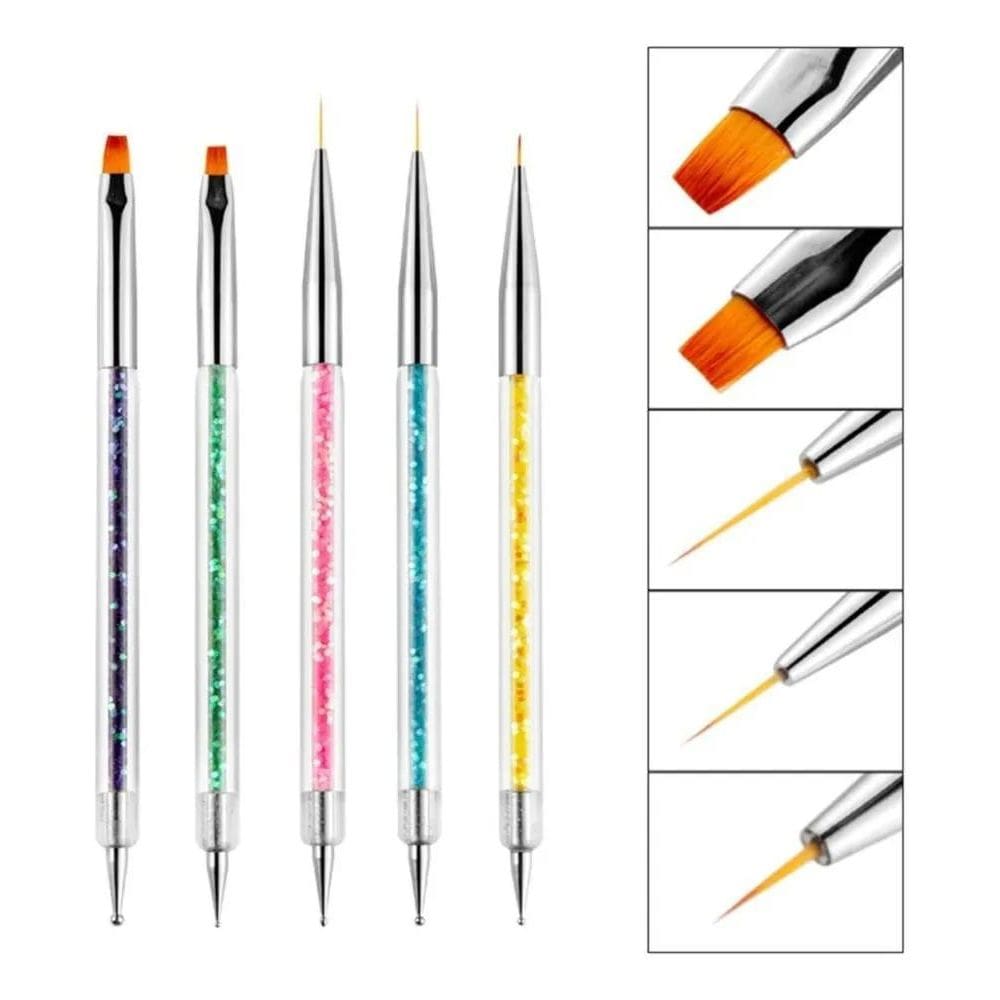 2X Pincéis Alongar E Decorar Delicadamente Unha Boleador 5 U