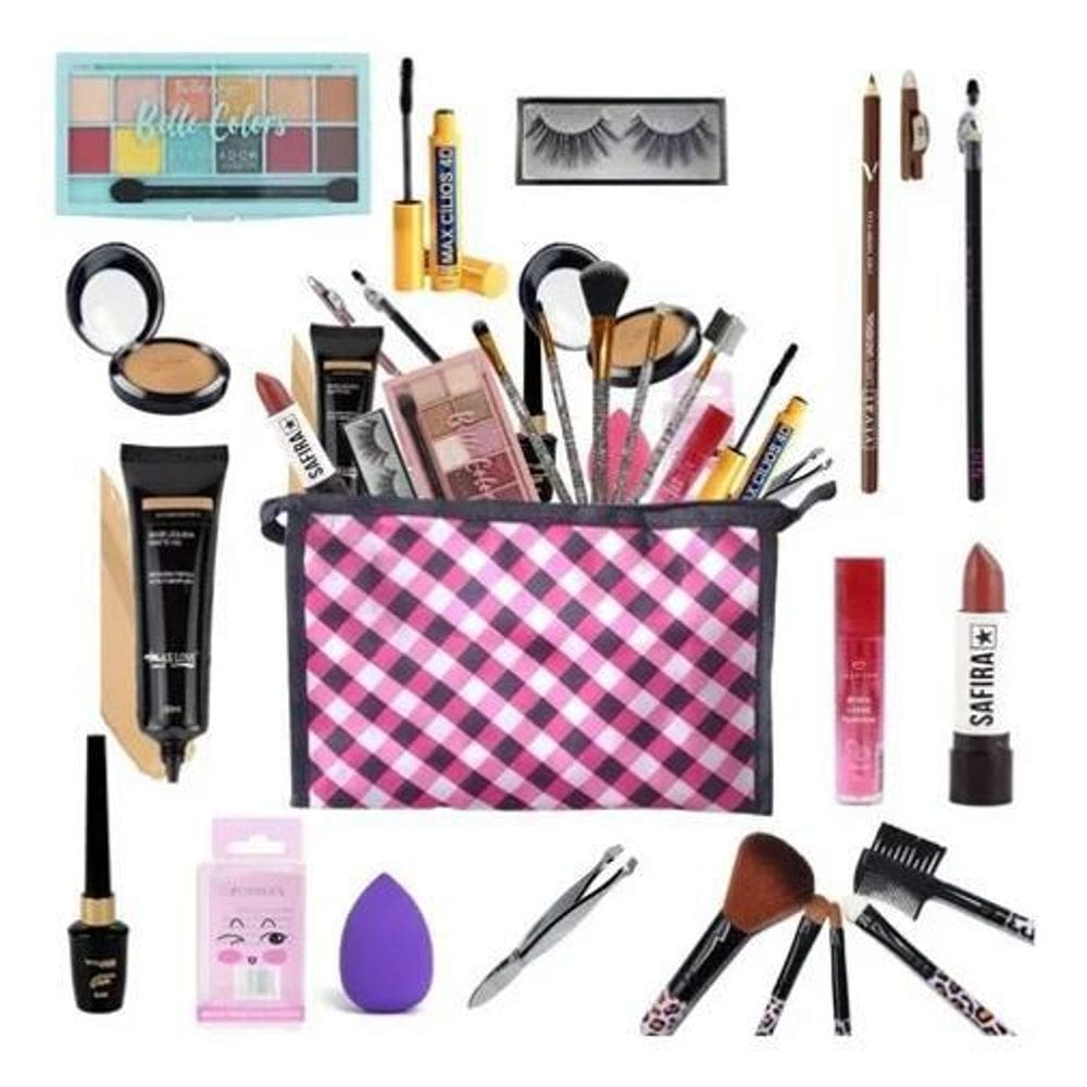 2X Kit De Maquiagem Completo Com Necessaire - 18 Itens