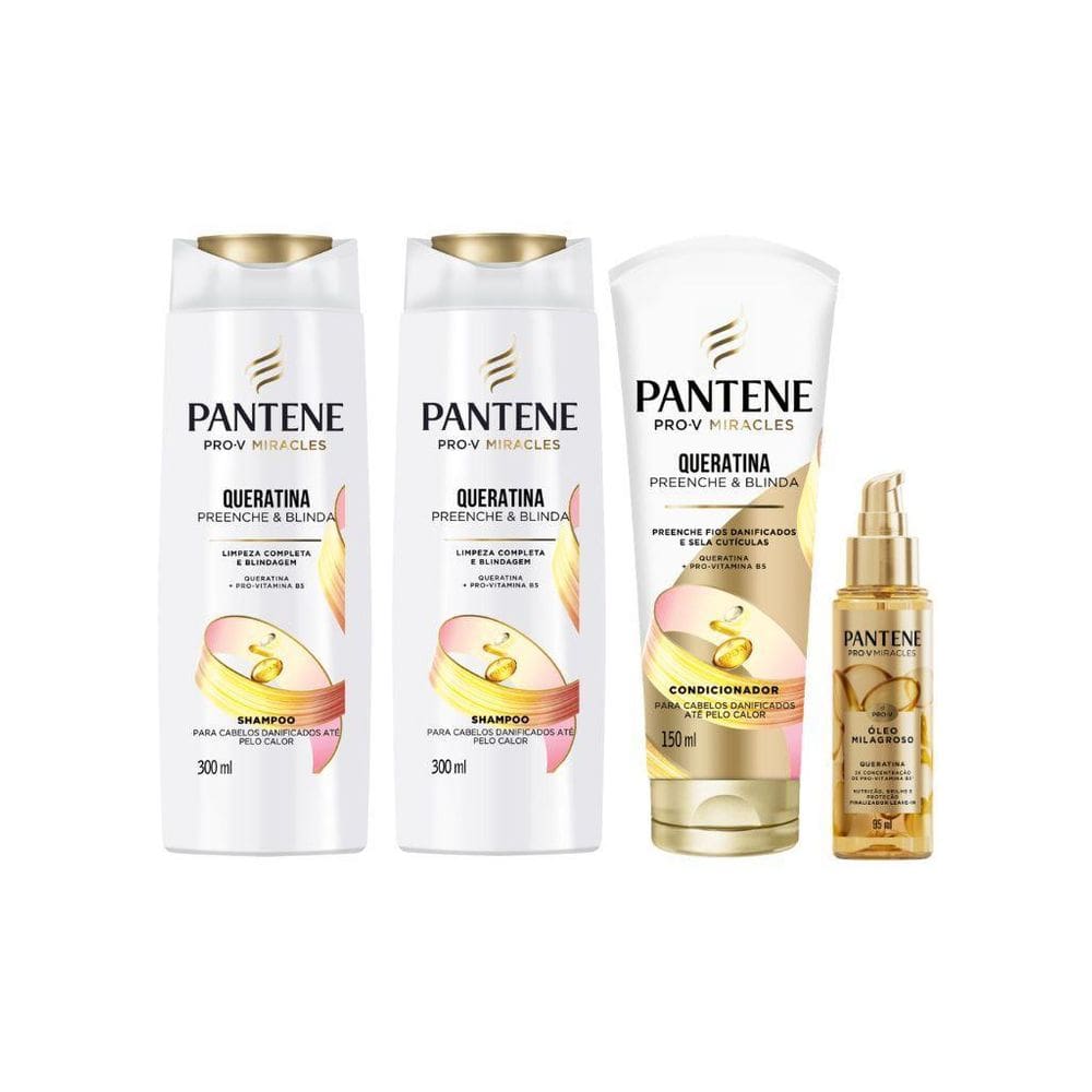 Kit Pantene Queratina 2 Sh 300Ml+ 1 Cond 150Ml+ 1 Oleo 95Ml