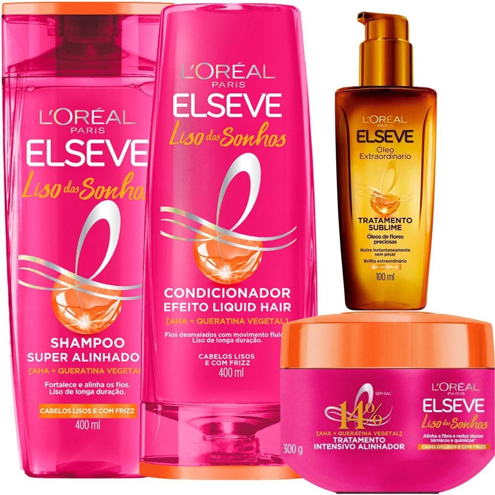 Kit Novo Liso Dos Sonhos Mascara Aha Óleo Extraordinário