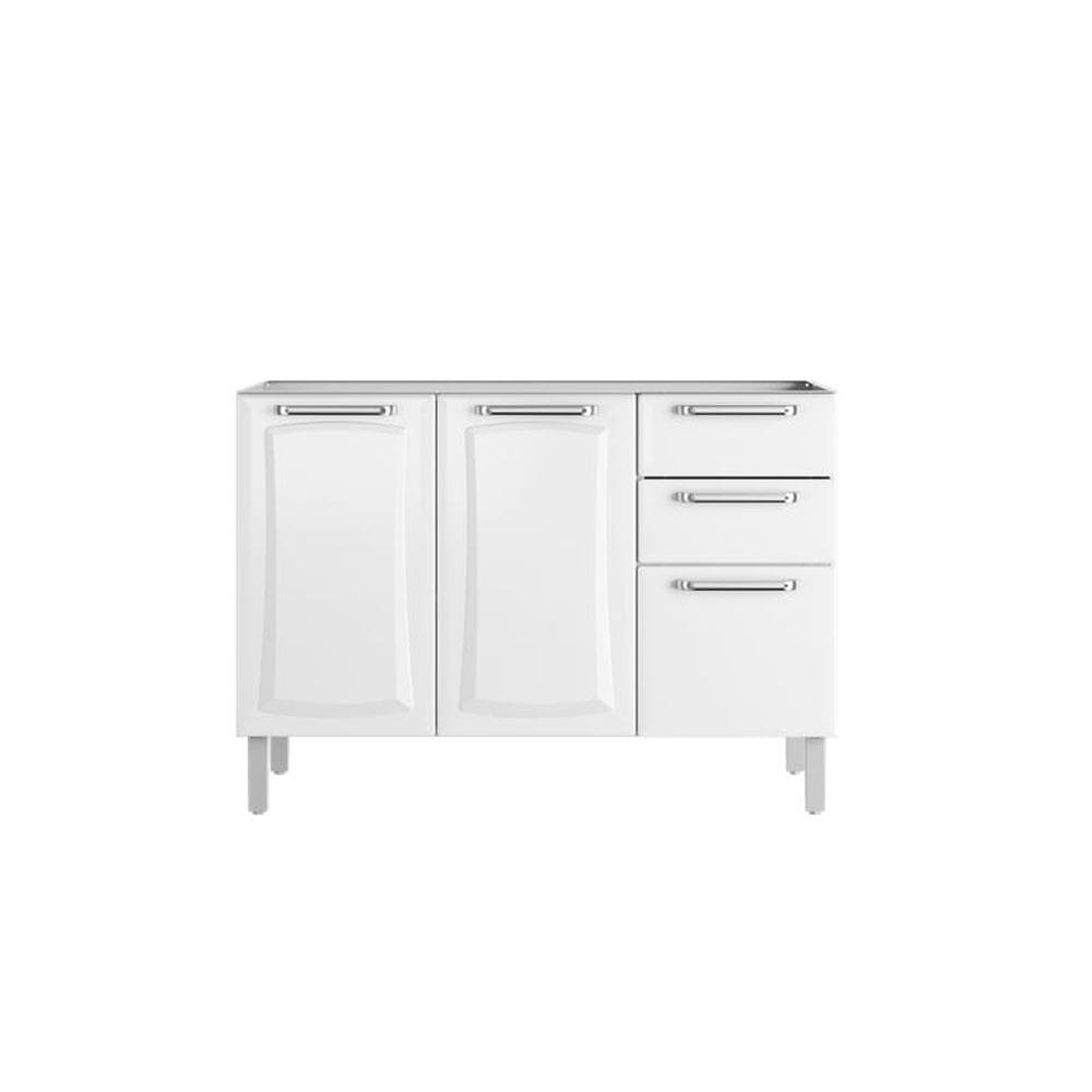 Balcão Cozinhas Itatiaia Tarsila - 3 Portas e 2 Gavetas c/ entrada para PIA -  Branco