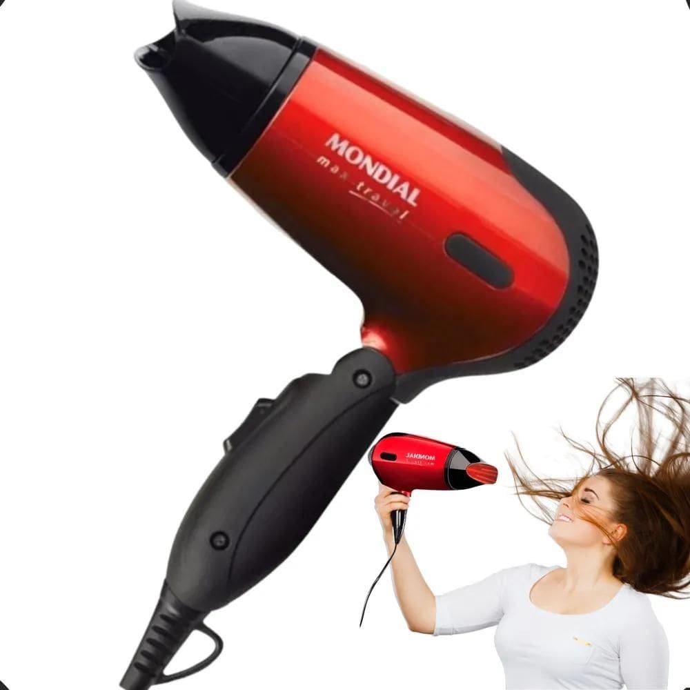 2X Secador Mondial Travel Max Bivolt 1200W Dobrável Pequeno