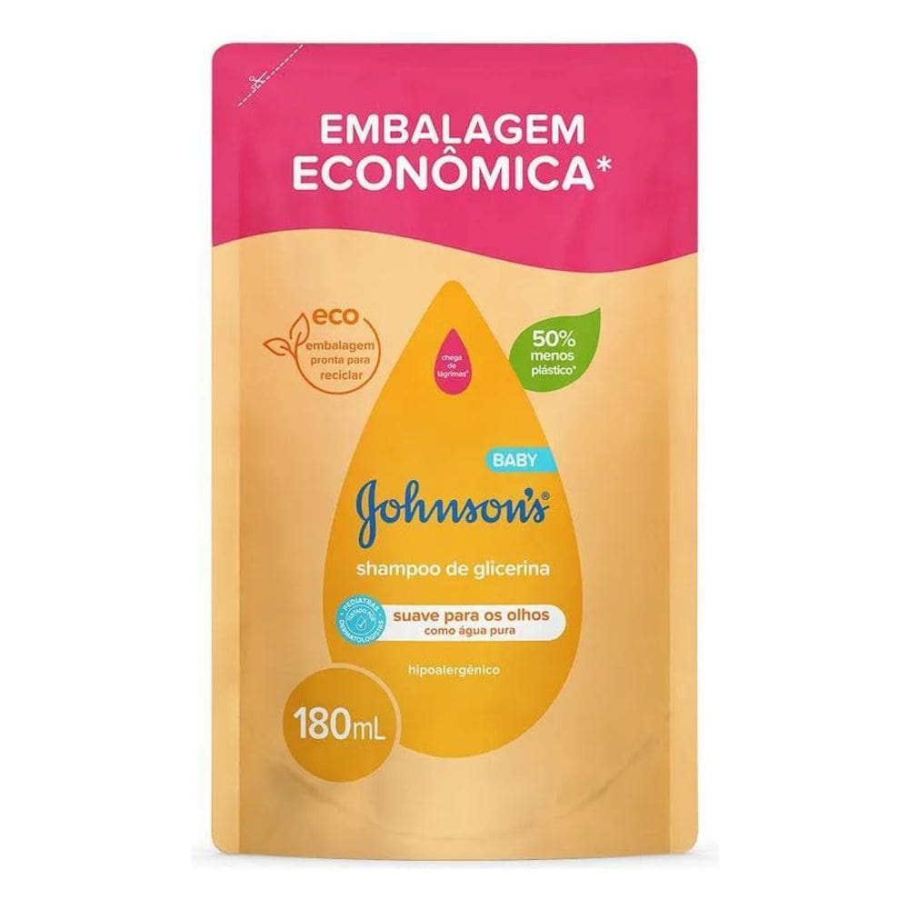 5X Shampoo Para Bebê Refil Johnsons Baby De Glicerina 180M
