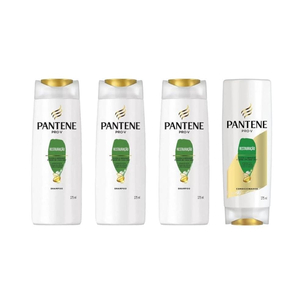 Kit Pantene Restauraçao 3 Shampoo 175Ml + 1 Cond 175Ml