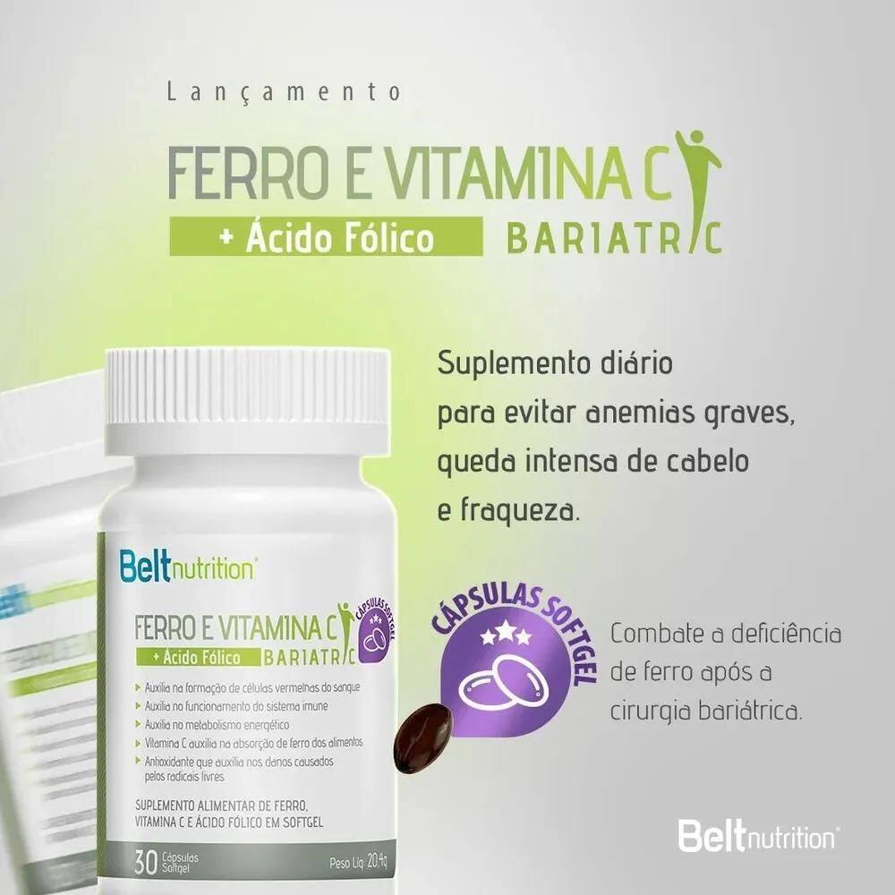 Belt Ferro, Vitamina C + Ác. Fólico Bariatric Sabor Sem Sabo