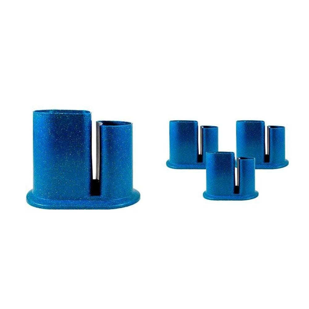 Kit 4 Porta Lápis Duo Fibra Madeira Azul