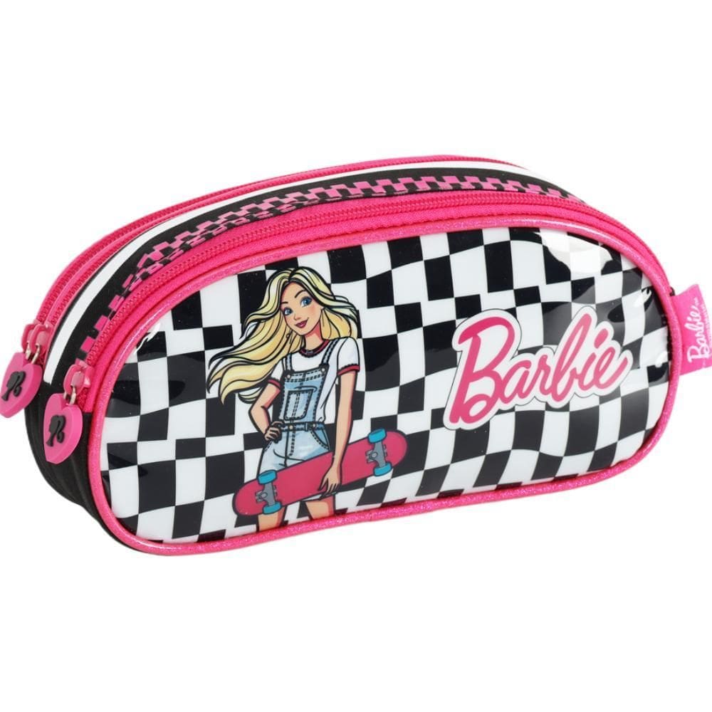 Estojo Duplo Escolar Infantil Barbie Estampa Fashion