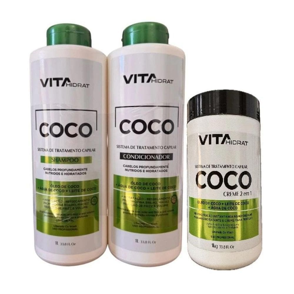Kit Anti Frizz E Anti Volume Óleo De Coco Vitahidrat