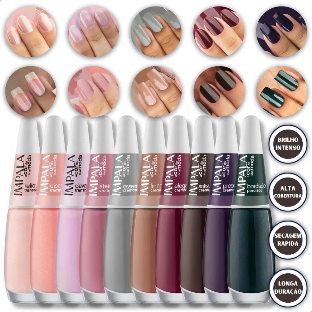 2X Kit Esmaltes Impala A Cor Da Sua Moda 6 Coleção 10 Cores