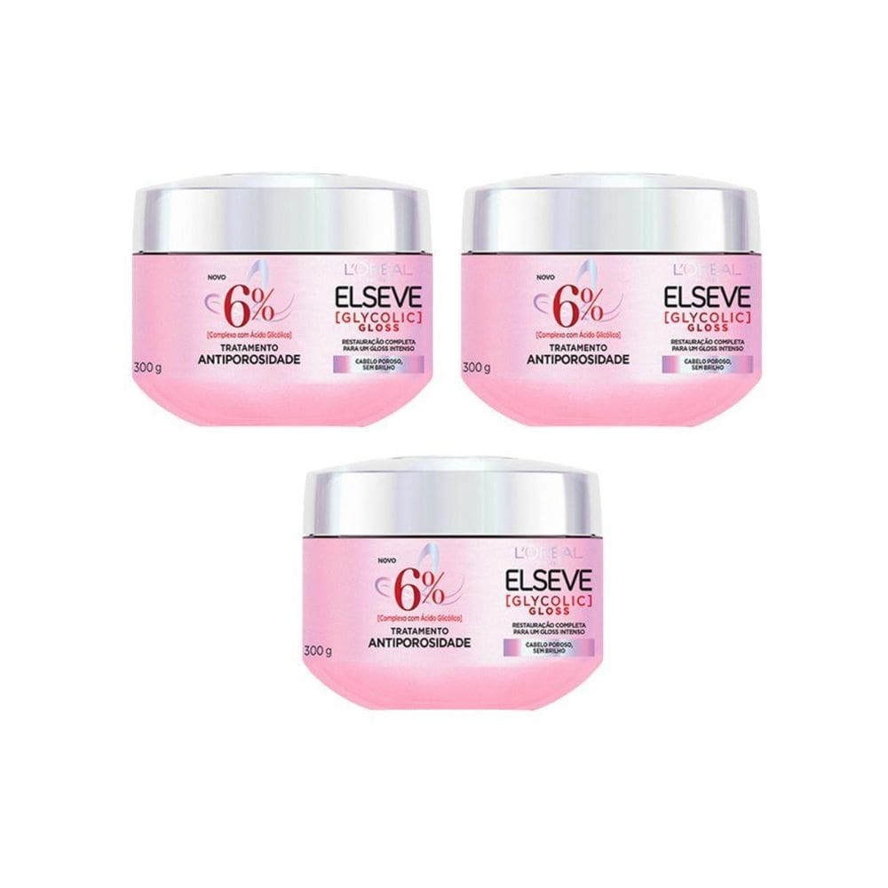 Creme De Tratamento Elseve 300G Glycolic Gloss - Kit C/3Un