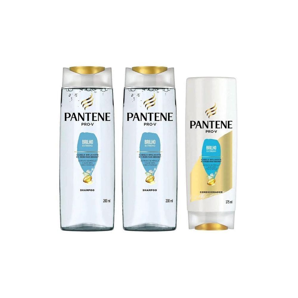 Kit Pantene Brilho Extremo 2 Shampoo 200Ml + 1 Cond 175Ml