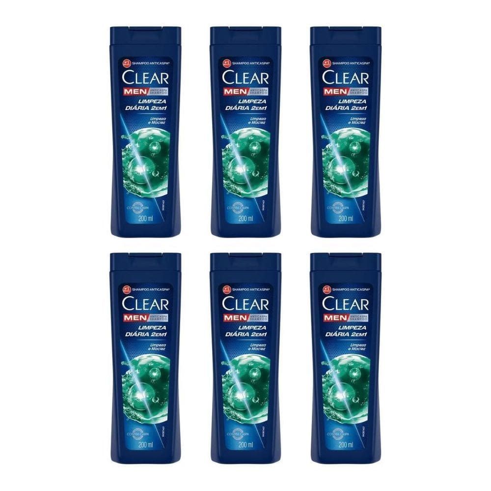 Shampoo Clear 200Ml Dual Effect 2 Em 1 Limp Diaria-Kit C/6Un