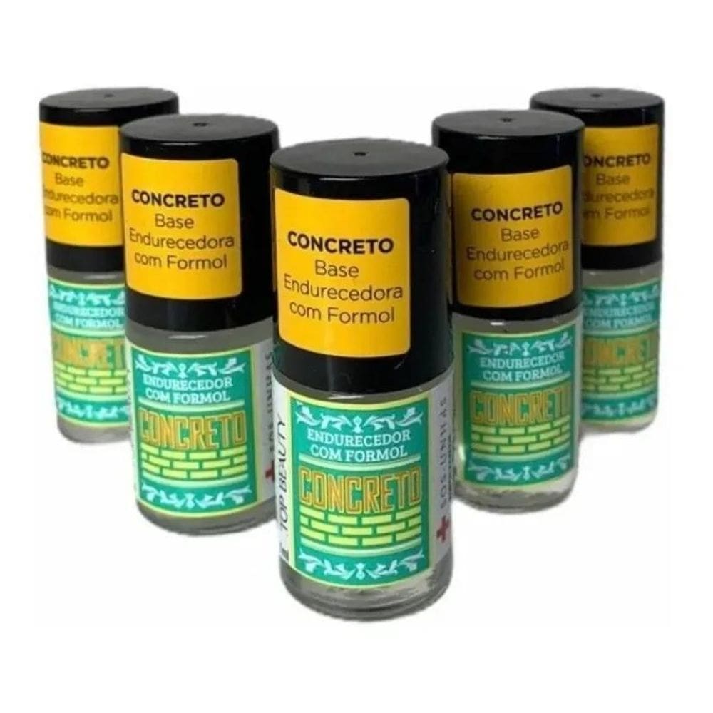 Kit 5 Esmaltes Tratamento De Unha Base Concreto Com Formol