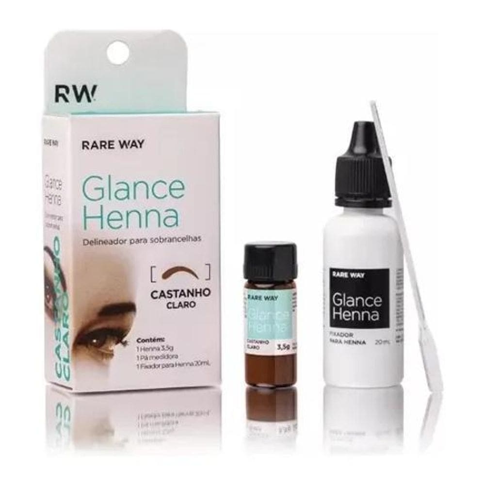 2X Henna Para Sobrancelha Rareway - Castanho Claro 100% Natu