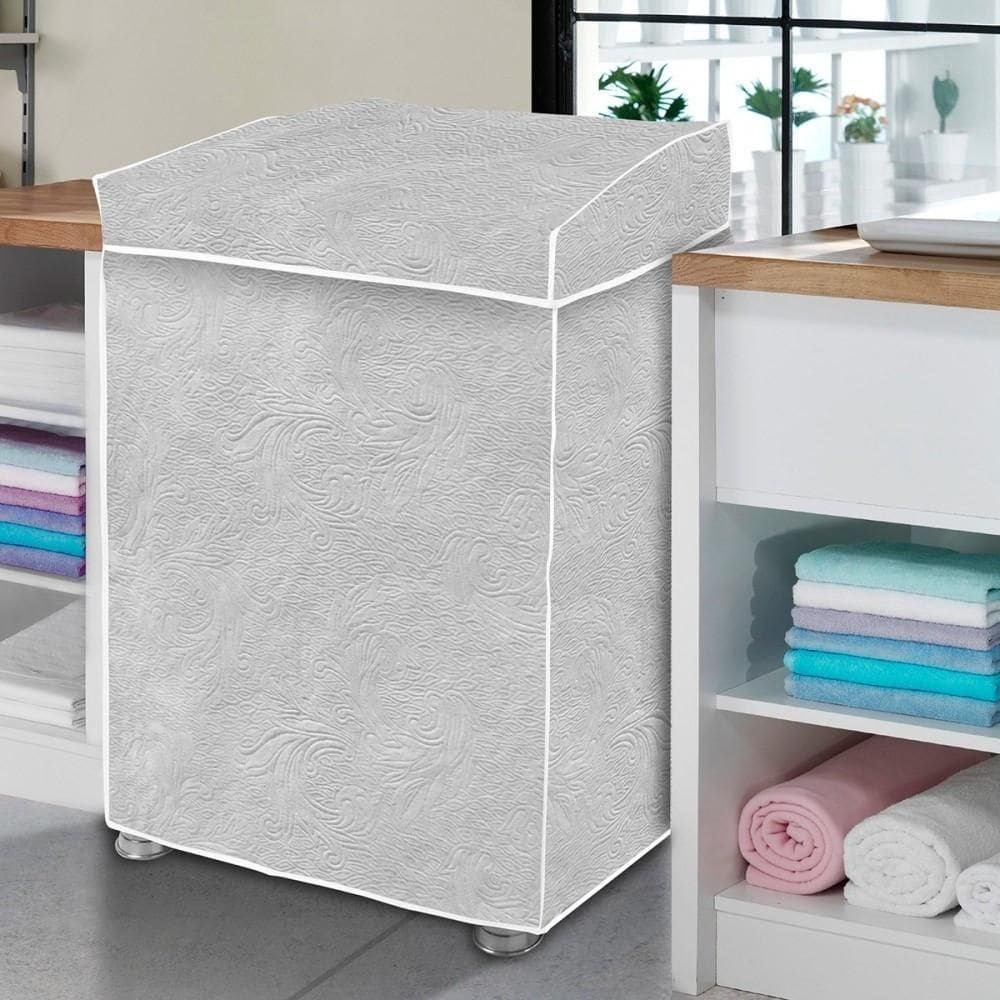 Capa Para Máquina De Lavar Flanelada Cinza Perolizada P