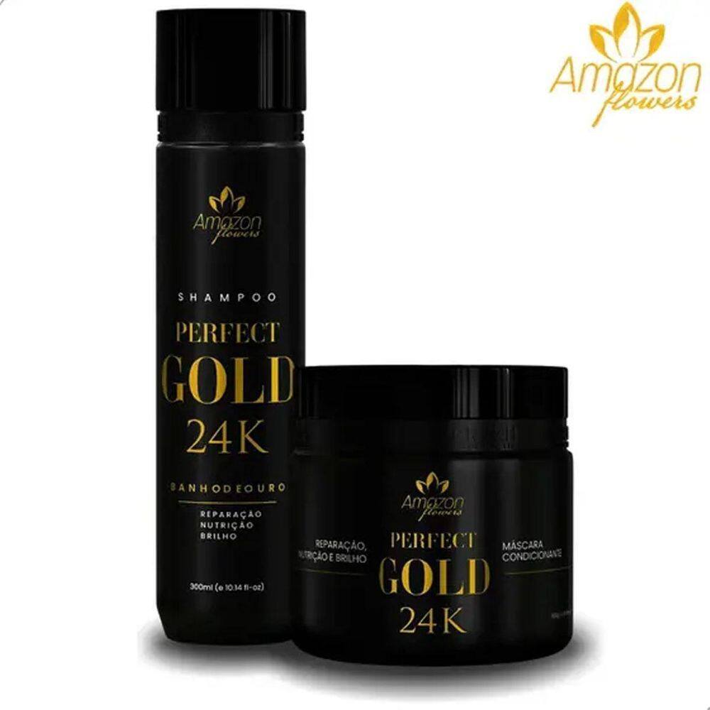 Kit Hidratação Alto Impacto Amazon Flowers Terapia Ouro 24K