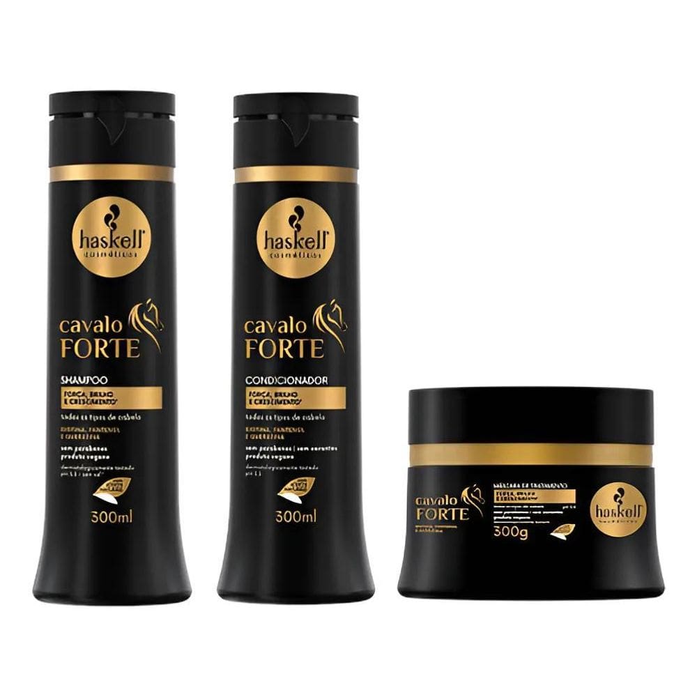 10X Shampoo + Condicionador + Máscara Cavalo Forte Haskell