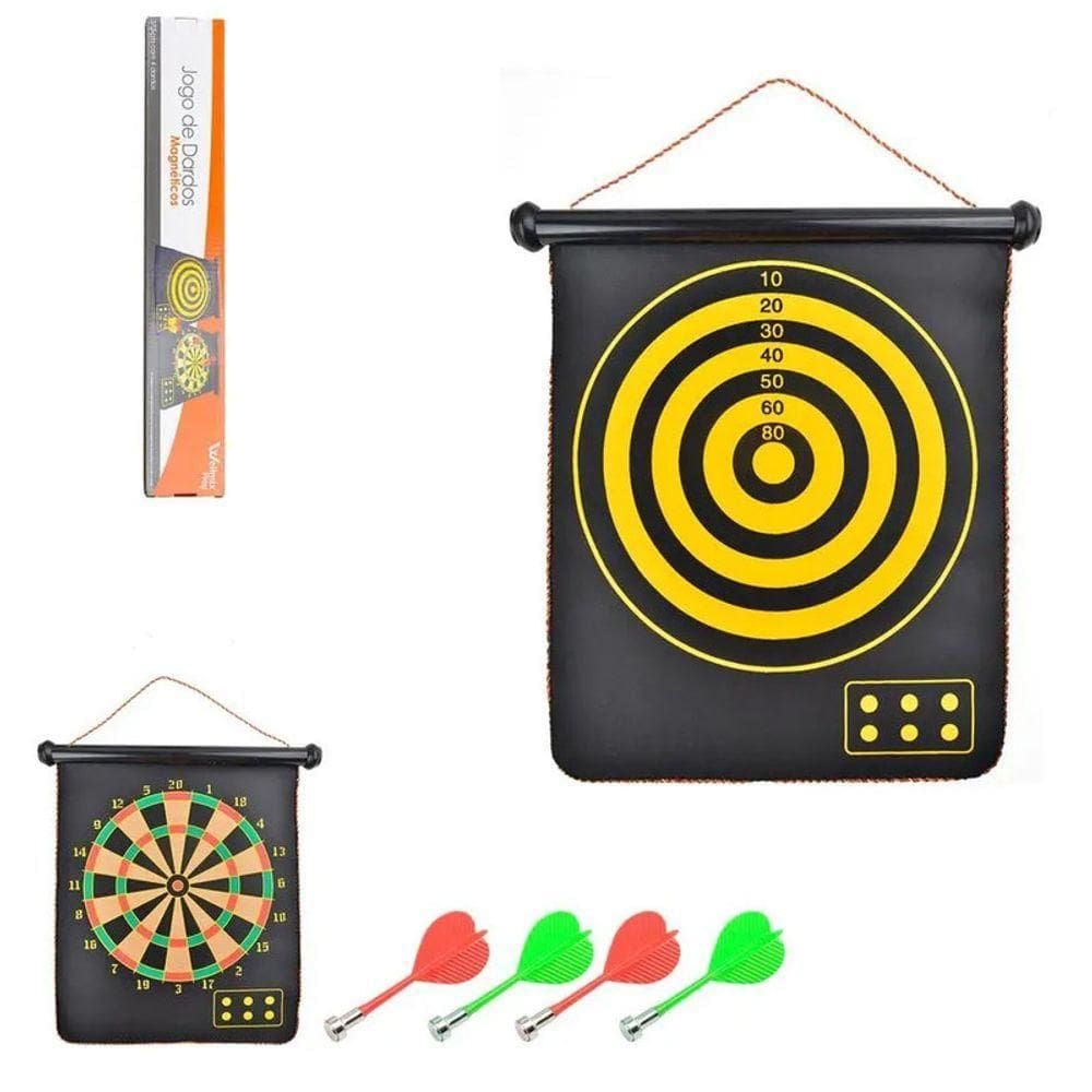 Jogo De Dardo Magnético Com Alvo Dupla Face Dobrável 4 Dardo