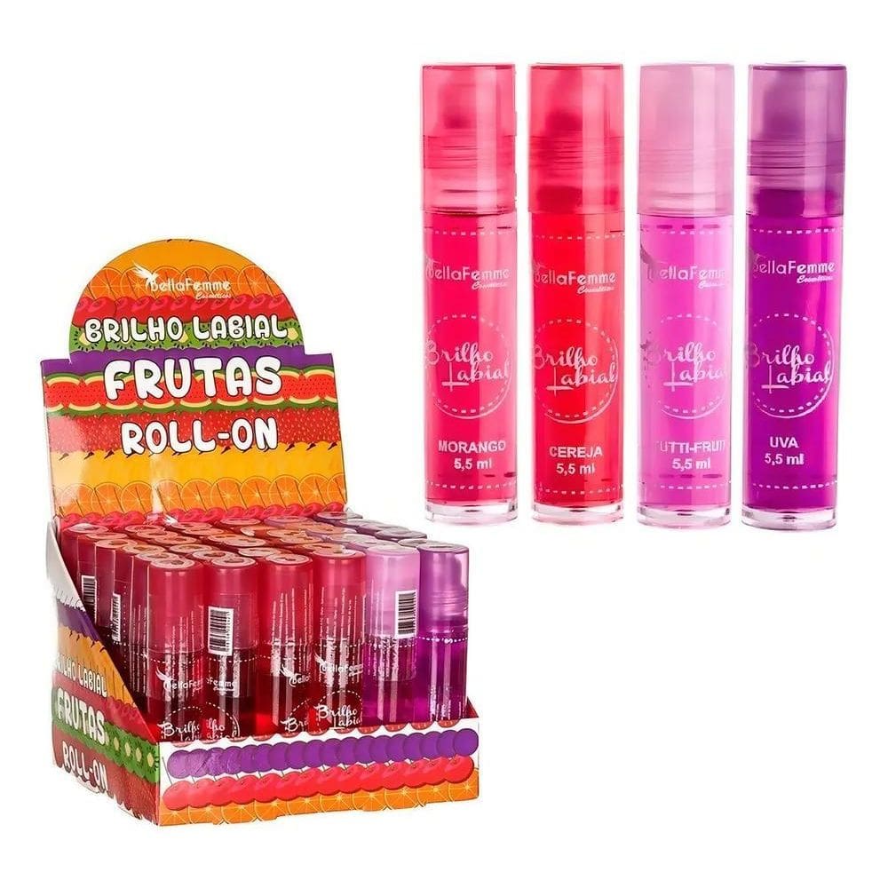 2X Box  Brilho Labial Frutas Roll-On Bella Femme 36 U