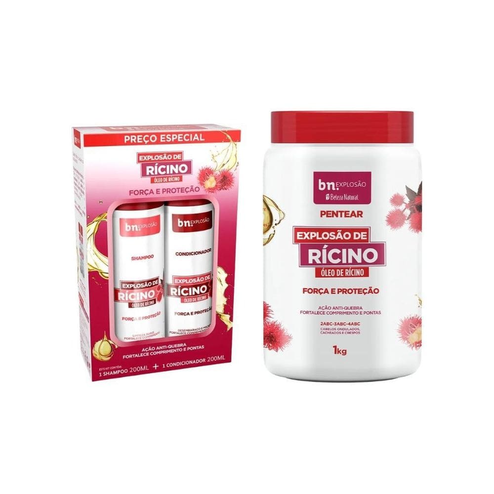 Kit Beleza Natural Ricino Sh 200Ml+Cond 200Ml+Cr Pent 1Kg
