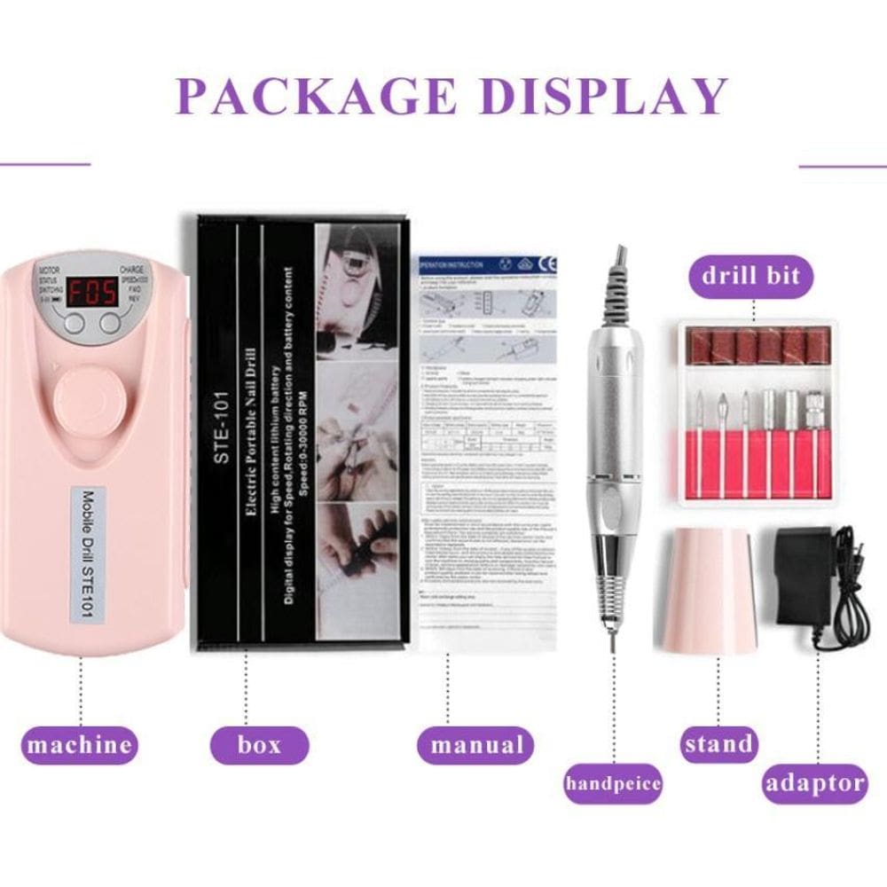 Super Motor Eletrico Lixadeira Pra Unha Gel Sem Fio Completo