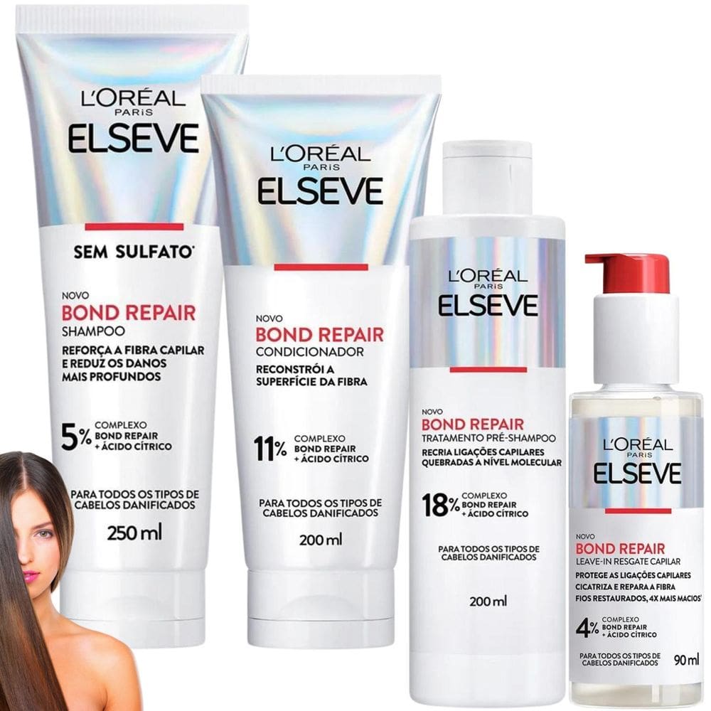 Kit Novo Elseve Bond Repair Leave-In Pré-Shampoo Reparador