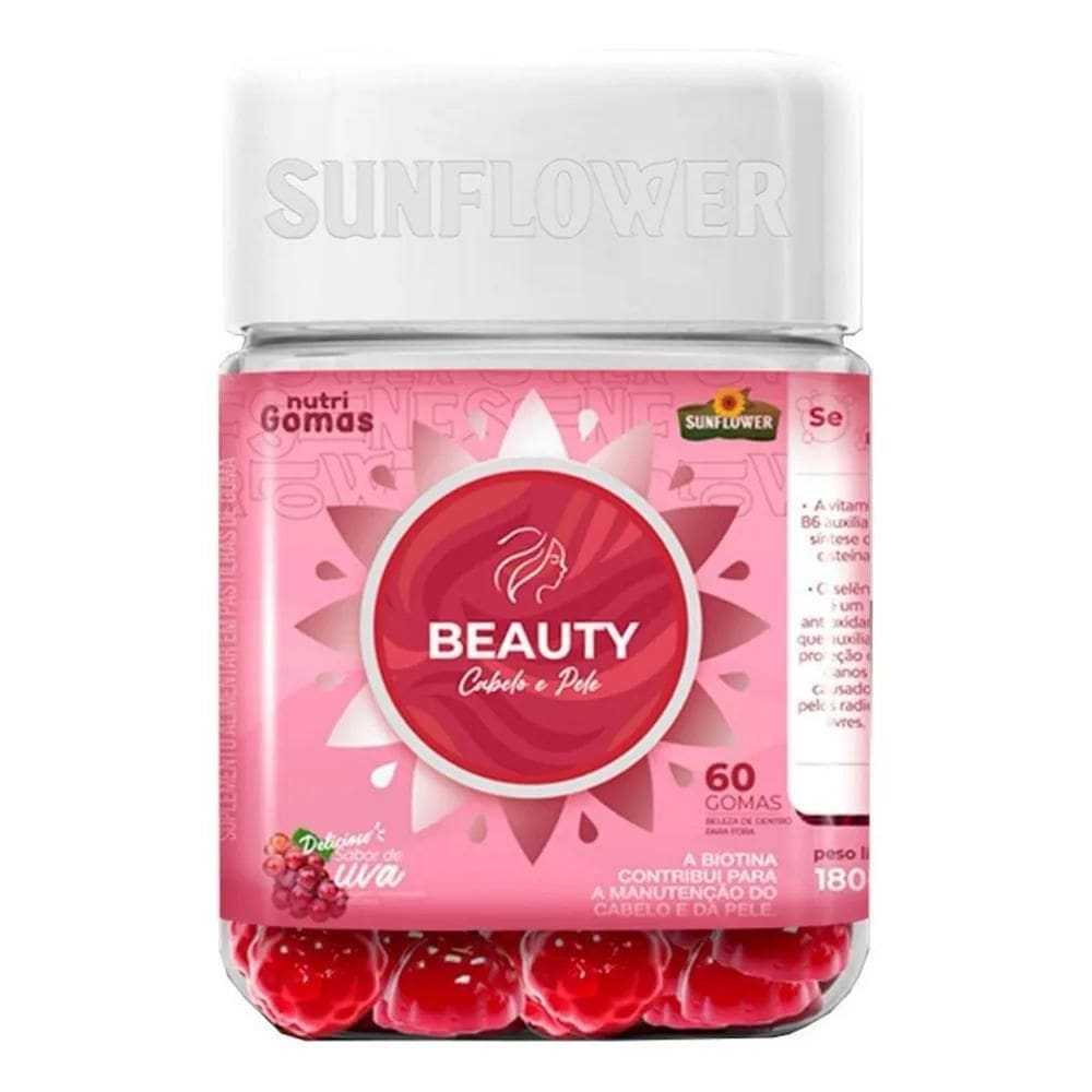 10X Hair Vitamina Gummy Cabelos/Pele/Unha Biotina Sunflow