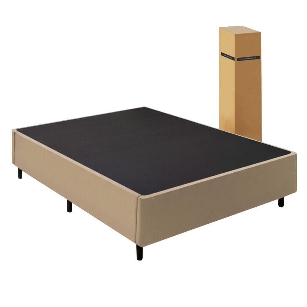 Cama Box Desmontável Com Baú Lateral King Para Colchão De 1,93m Sider Bege