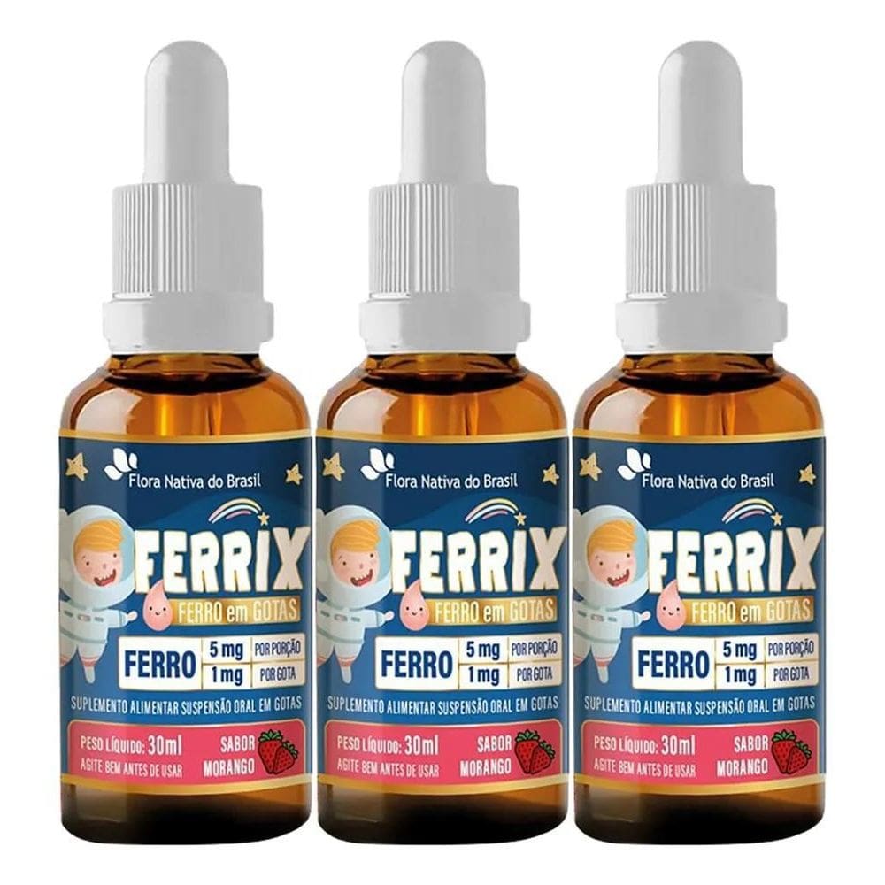 2X Ferro Em Gotas Ferrix Kids 3 X 30Ml Flora Nativa