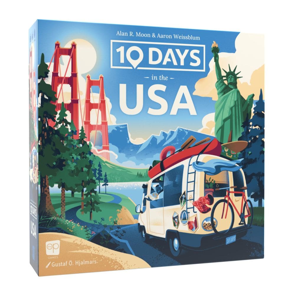 Jogo de tabuleiro USAOPOLY 10 dias nos EUA Family Road Trip