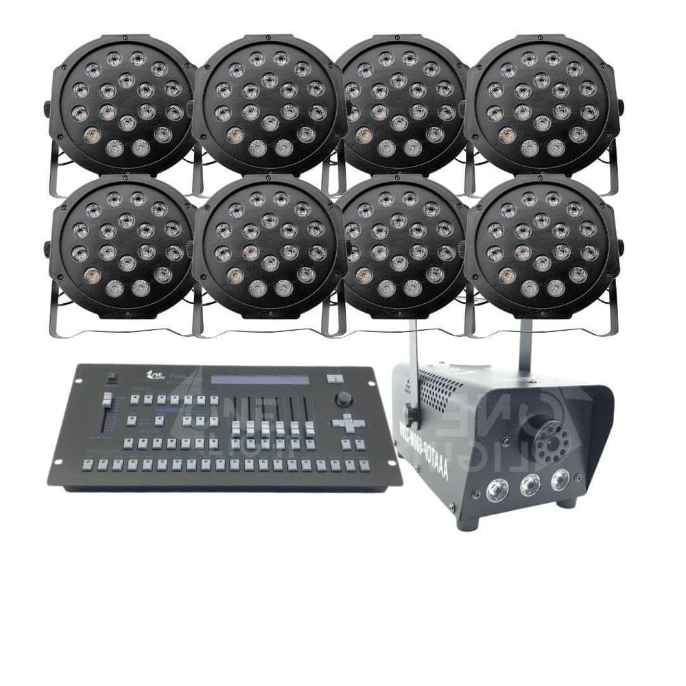 Kit 8 Par Led 18 Leds + Máquina De Fumaça 600W + Mesa Pilot