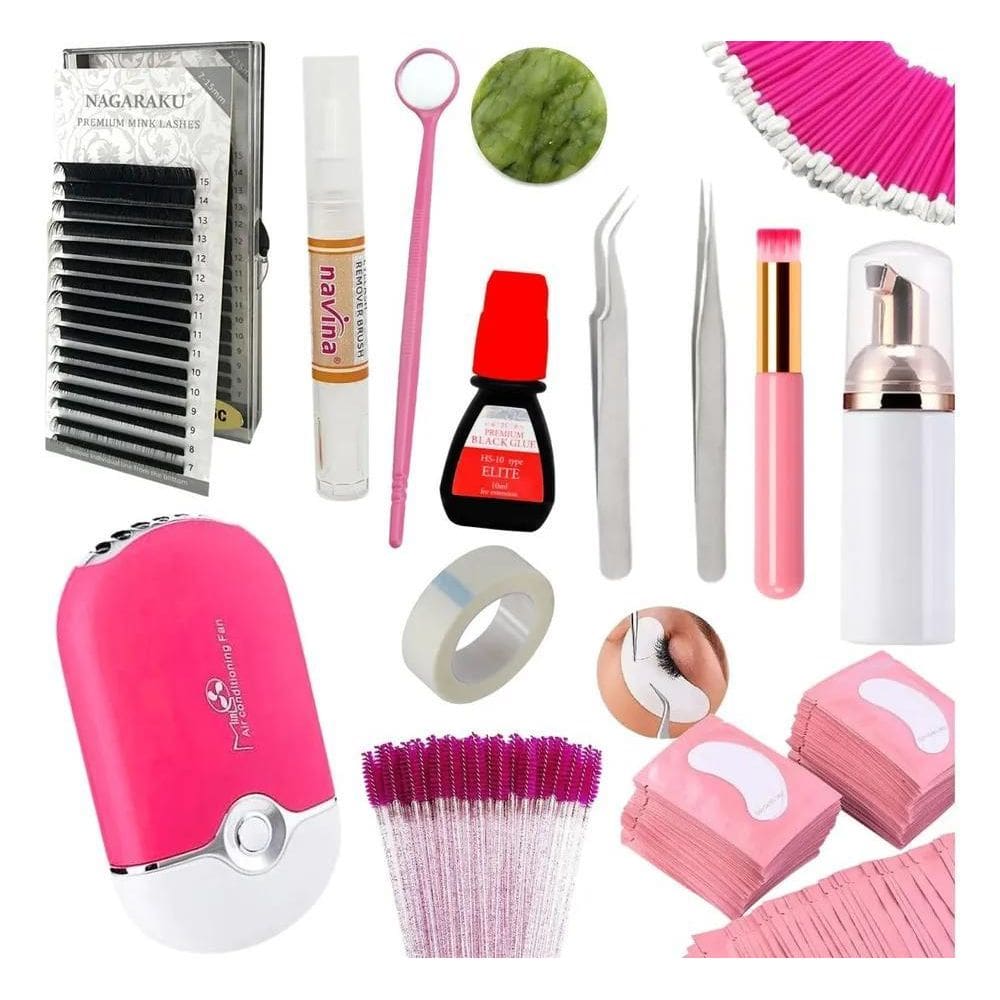 2X Kit Alongamento Completo Extensão De Cílios Iniciante Fio