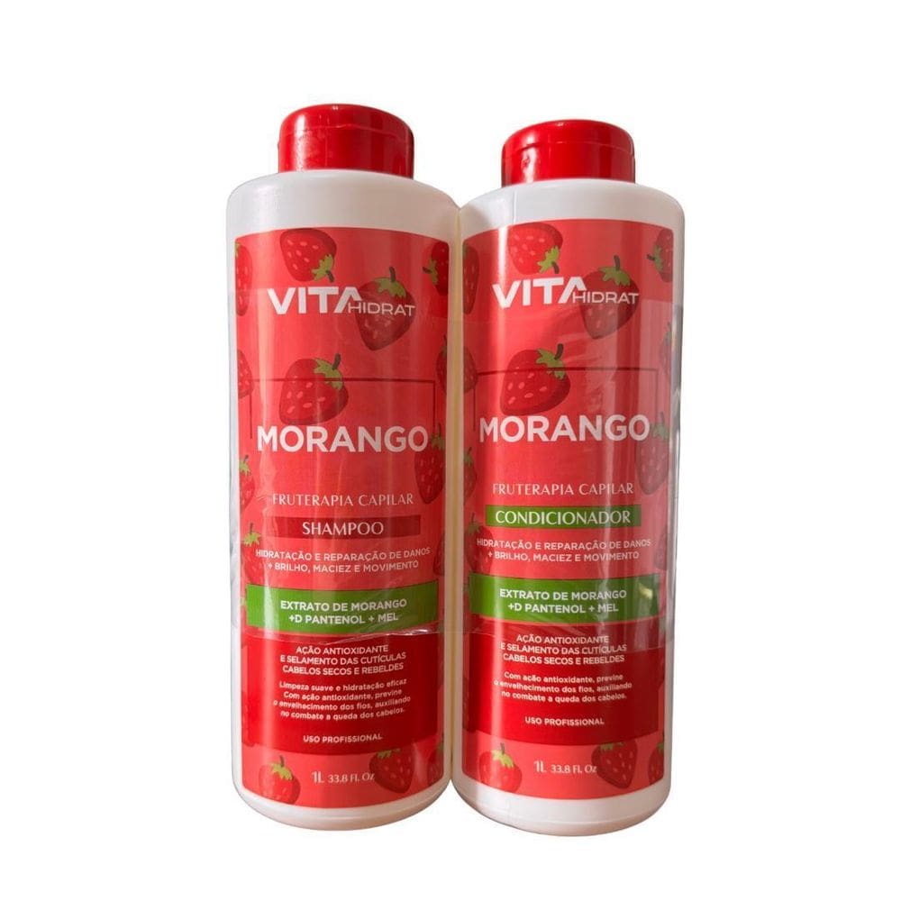 Kit Para Cabelos Secos E Rebeldes Morango Vitahidrat 1L