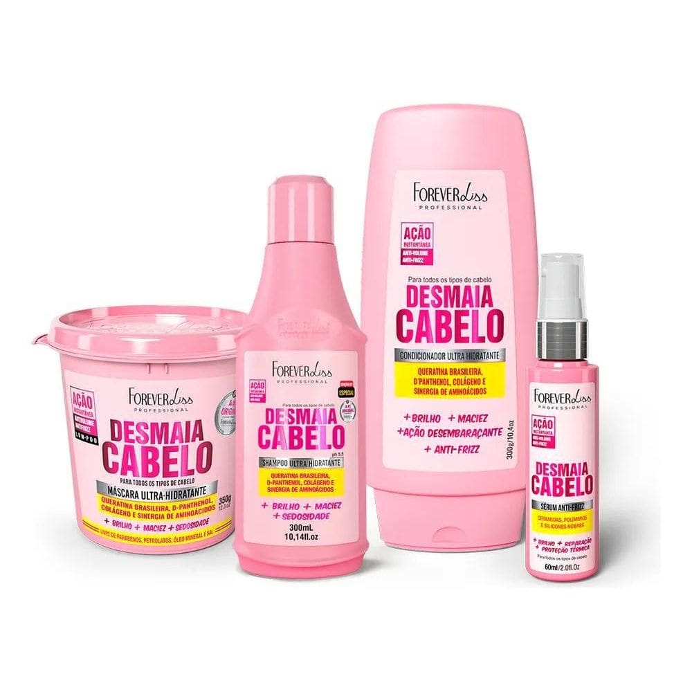2X Kit Desmaia Cabelo Shampoo Condicionador Sérum E Máscara