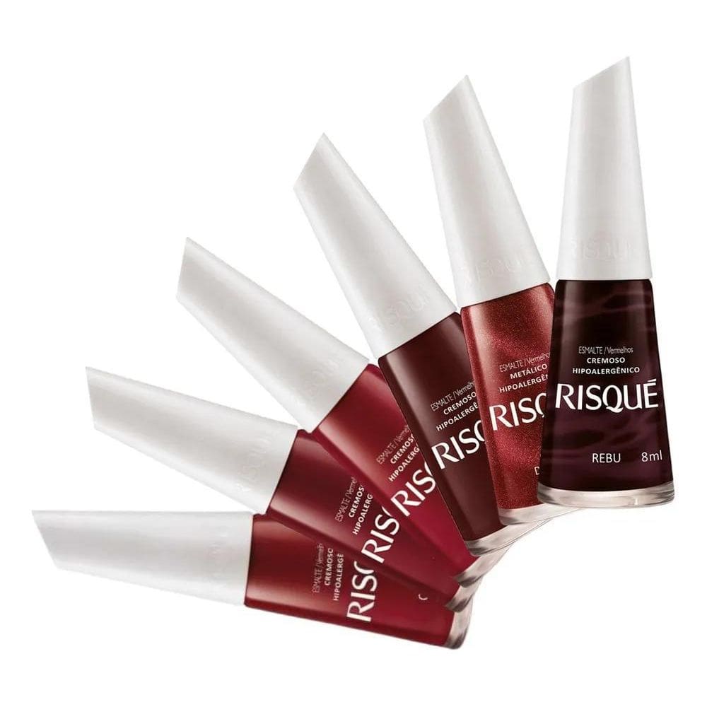 2X Kit 6 Esmaltes Risque Coleção Clássicos Vermelhos