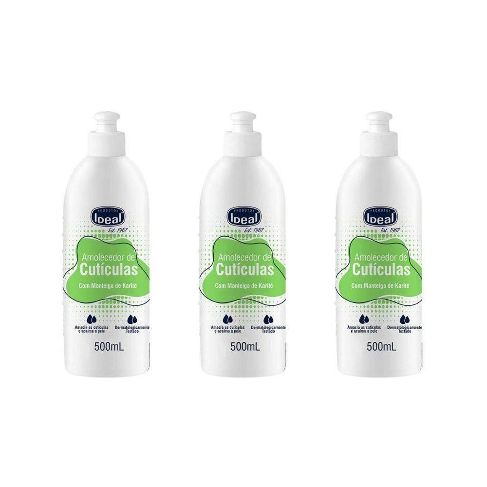 Amolecedor De Cuticulas Ideal 500Ml Com Oleo Mant Karite-3Un