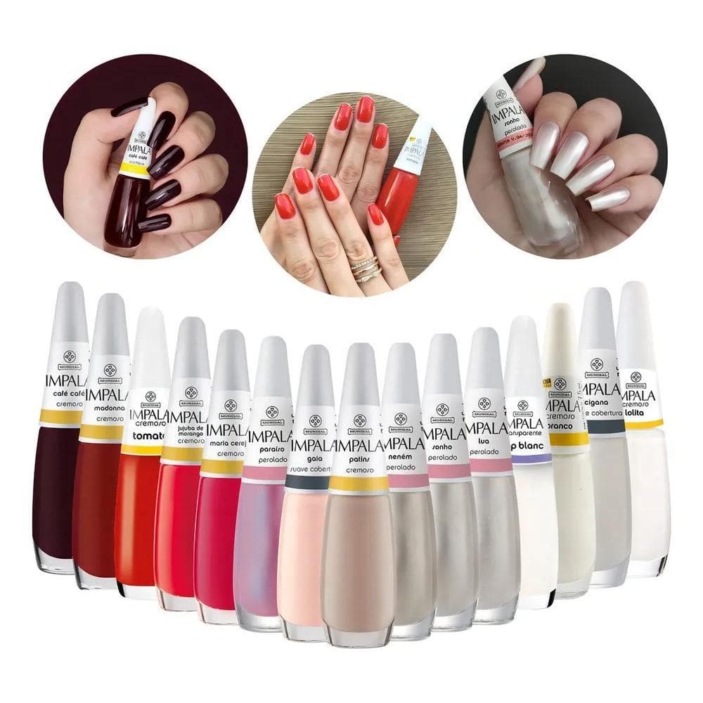 2X Kit 15 Esmaltes Impala Tons Claros E Vermelhos C