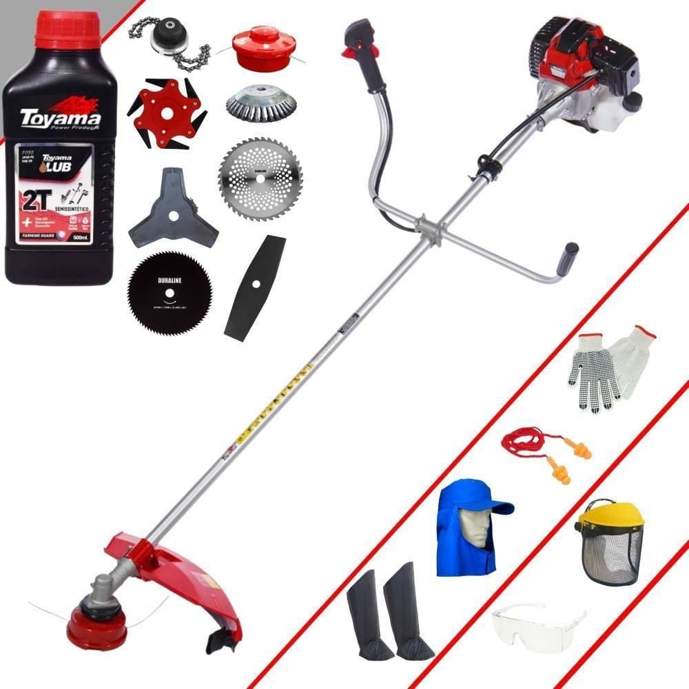 Roçadeira Rt43l 43cc + 6 Facas + Escova + Epi + Óleo Toyama