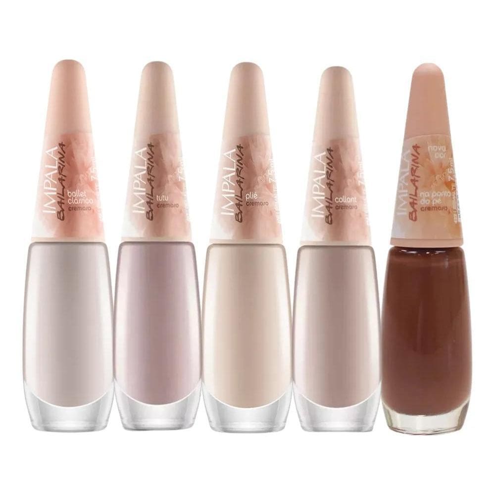 Kit 5 Esmaltes Coleção Bailarina Tons De Nude Classico