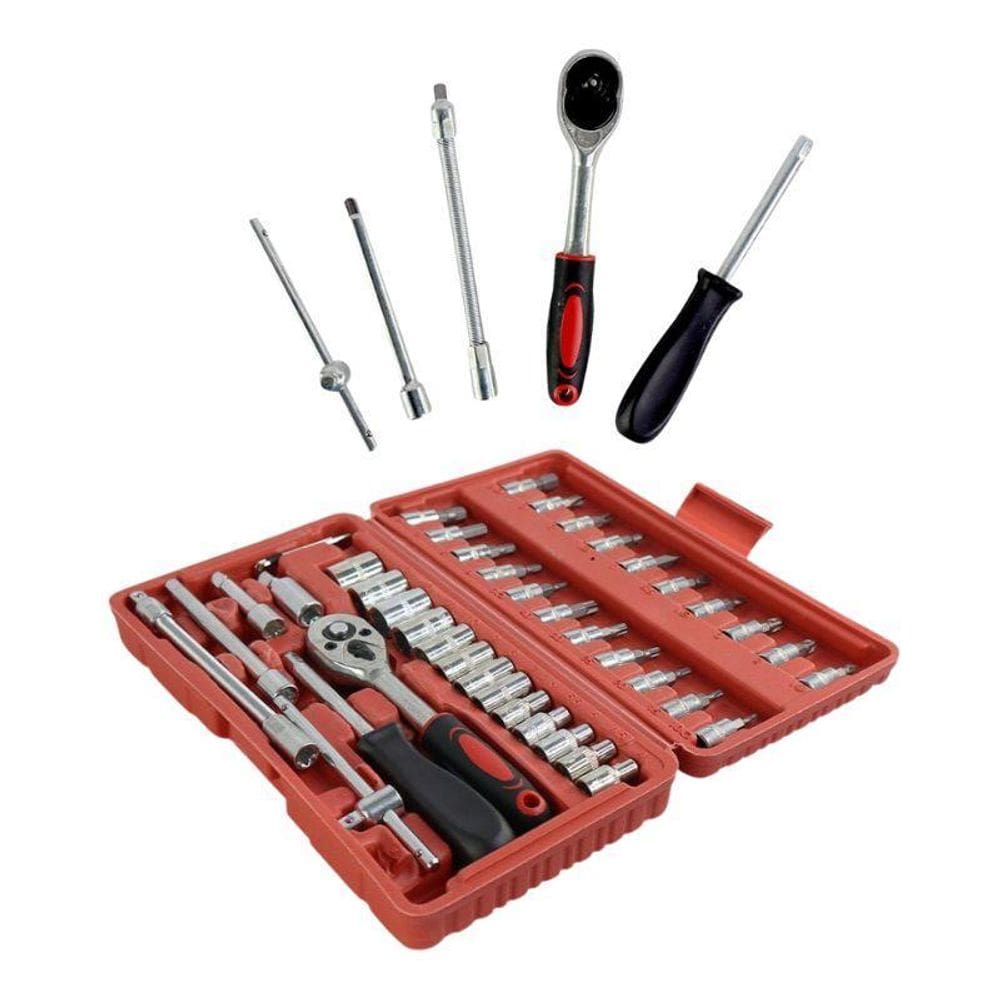 Maleta Com Jogo De Chaves 46 Peças Bits Soquetes Catraca