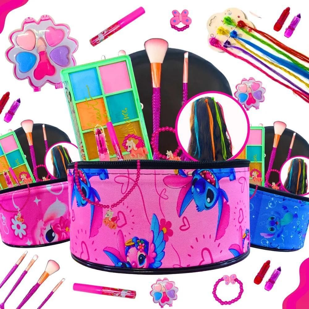 2X Kit Infantil De Maquiagem Maletinha Linda Completa Perfei
