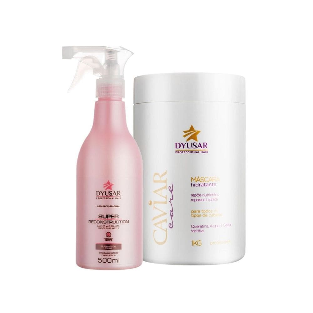 Kit Máscara De Nutrição Caviar 1Kg Com Queratina Dyusar