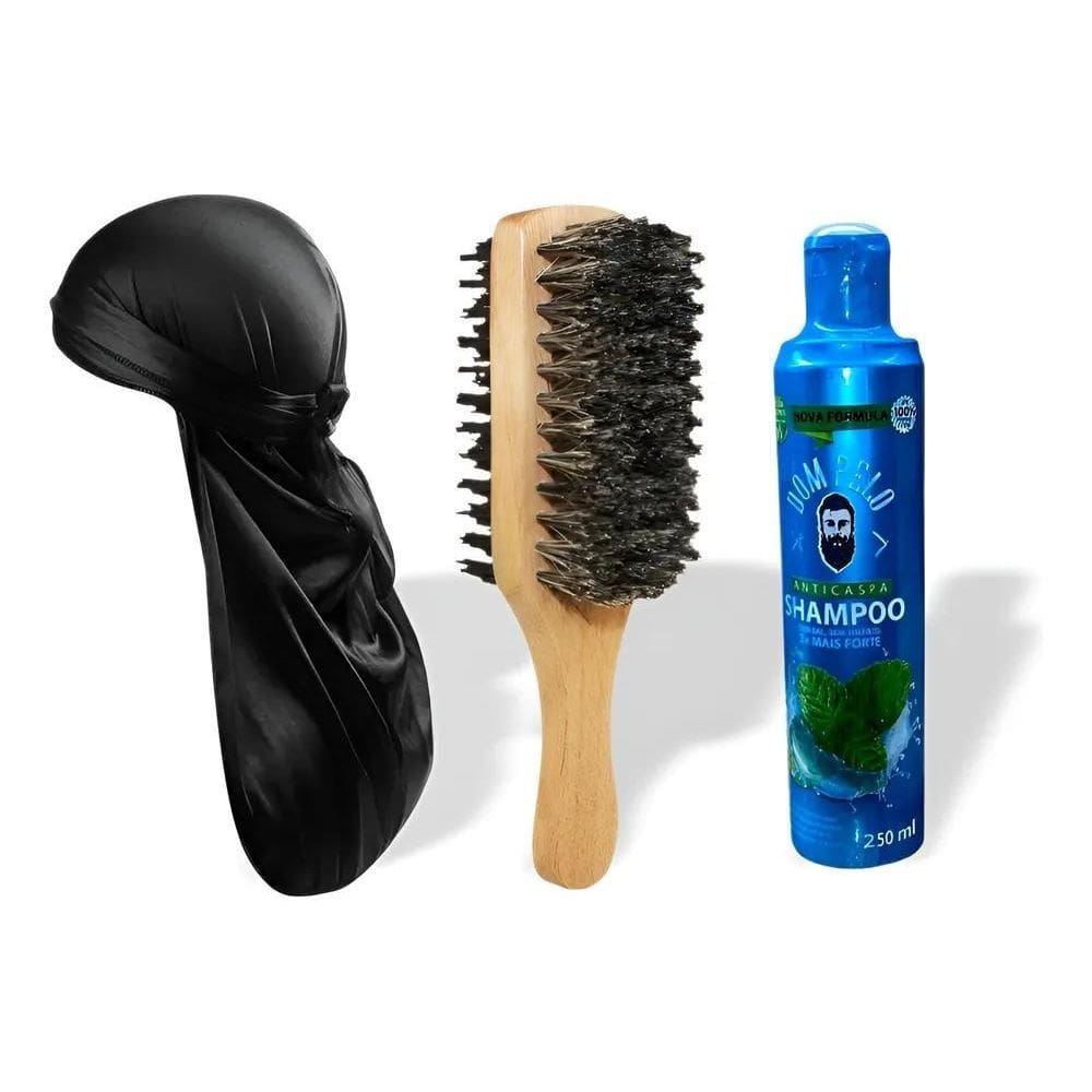 2X Kit Waves Durag Escova Javali E Shampoo, Bandanas Dureg