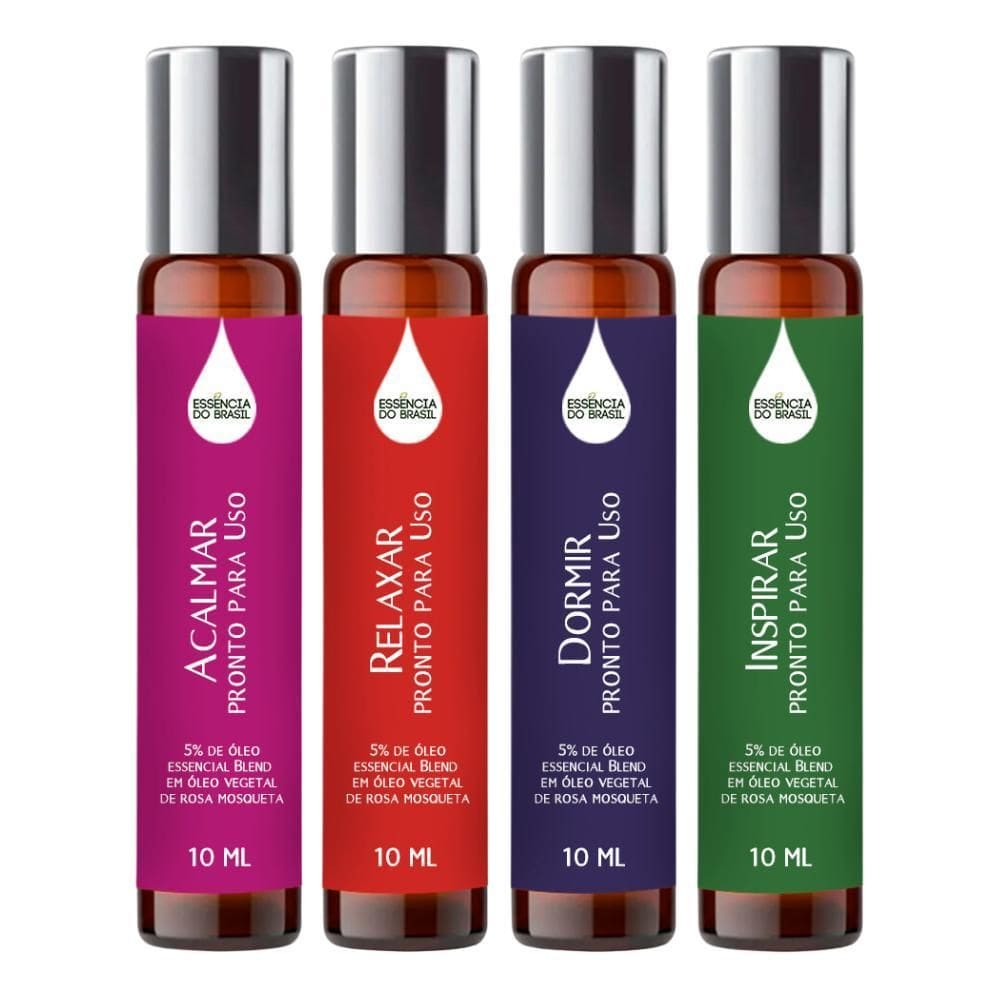 Kit 4 Óleos Essenciais Prontos Para Pele Roll On 10Ml Suave