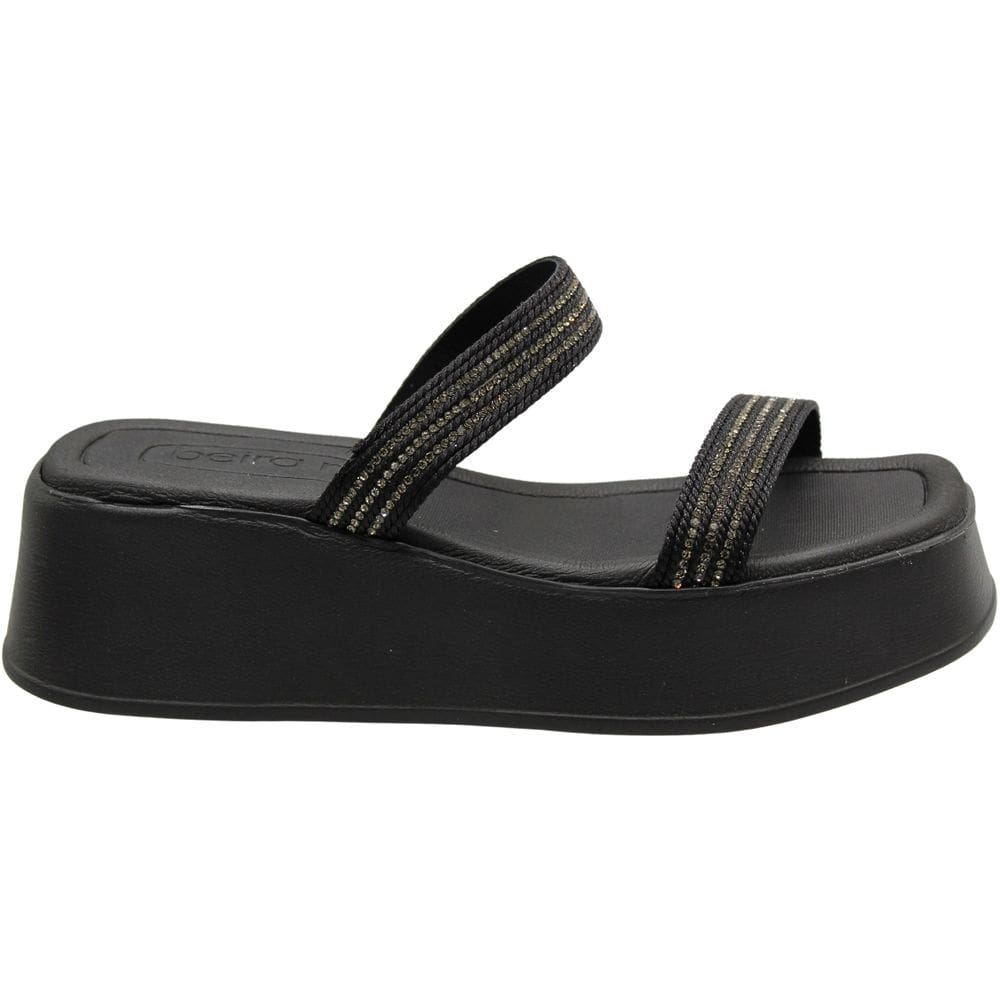 Tamanco Anabela Beira Rio Tira Pronta Wires Strass Feminina