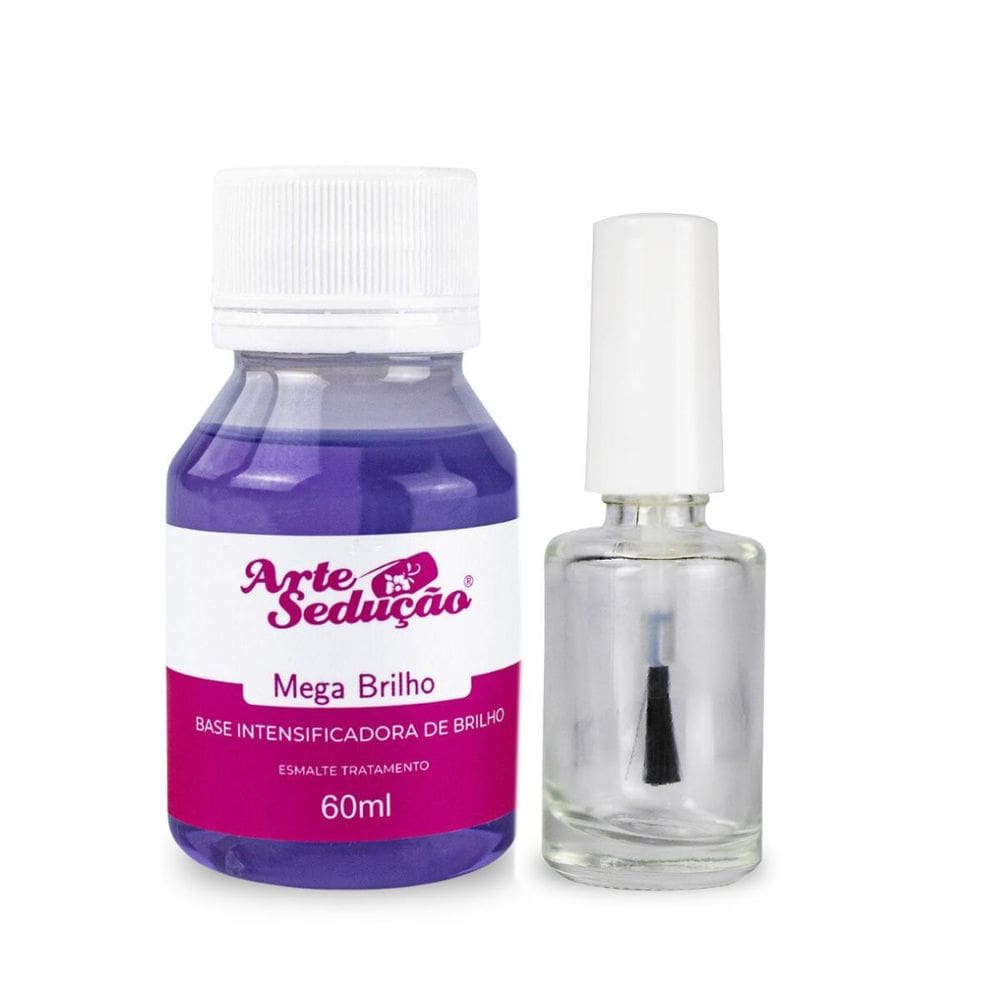 Kit Base Mega Brilho 60Ml Arte Sedução + Frasco Esmalte 10Ml
