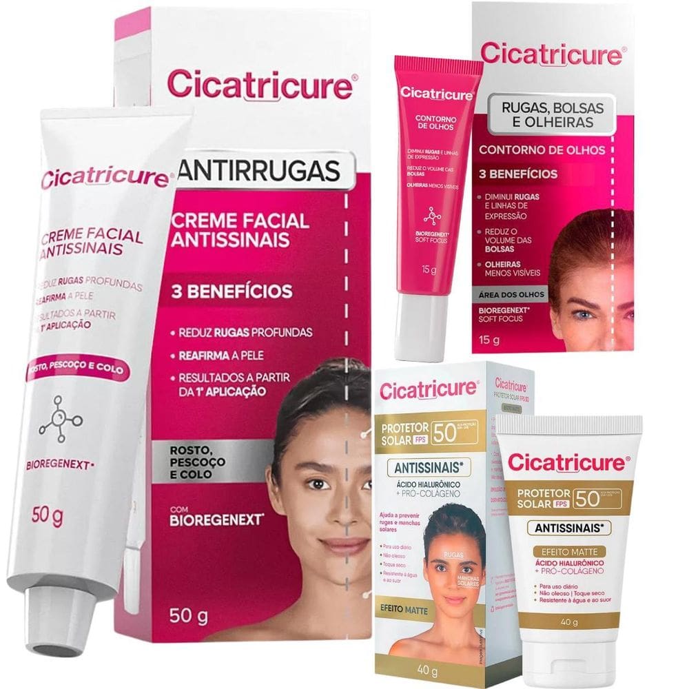 Kit Cicatricure Creme Diurno Contorno Olhos Protetor Solar