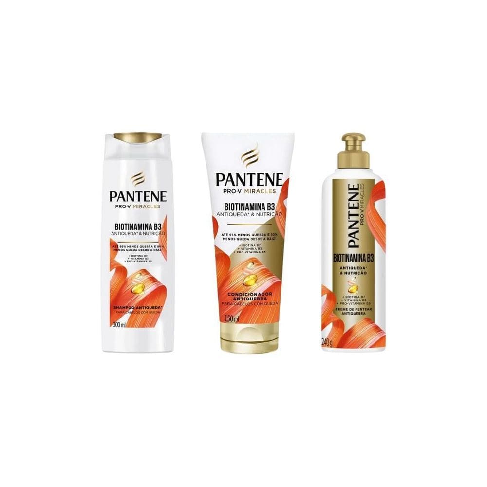 Kit Pantene Biotinamina Shampoo 300Ml+Cond 150Ml+Cr Pentear